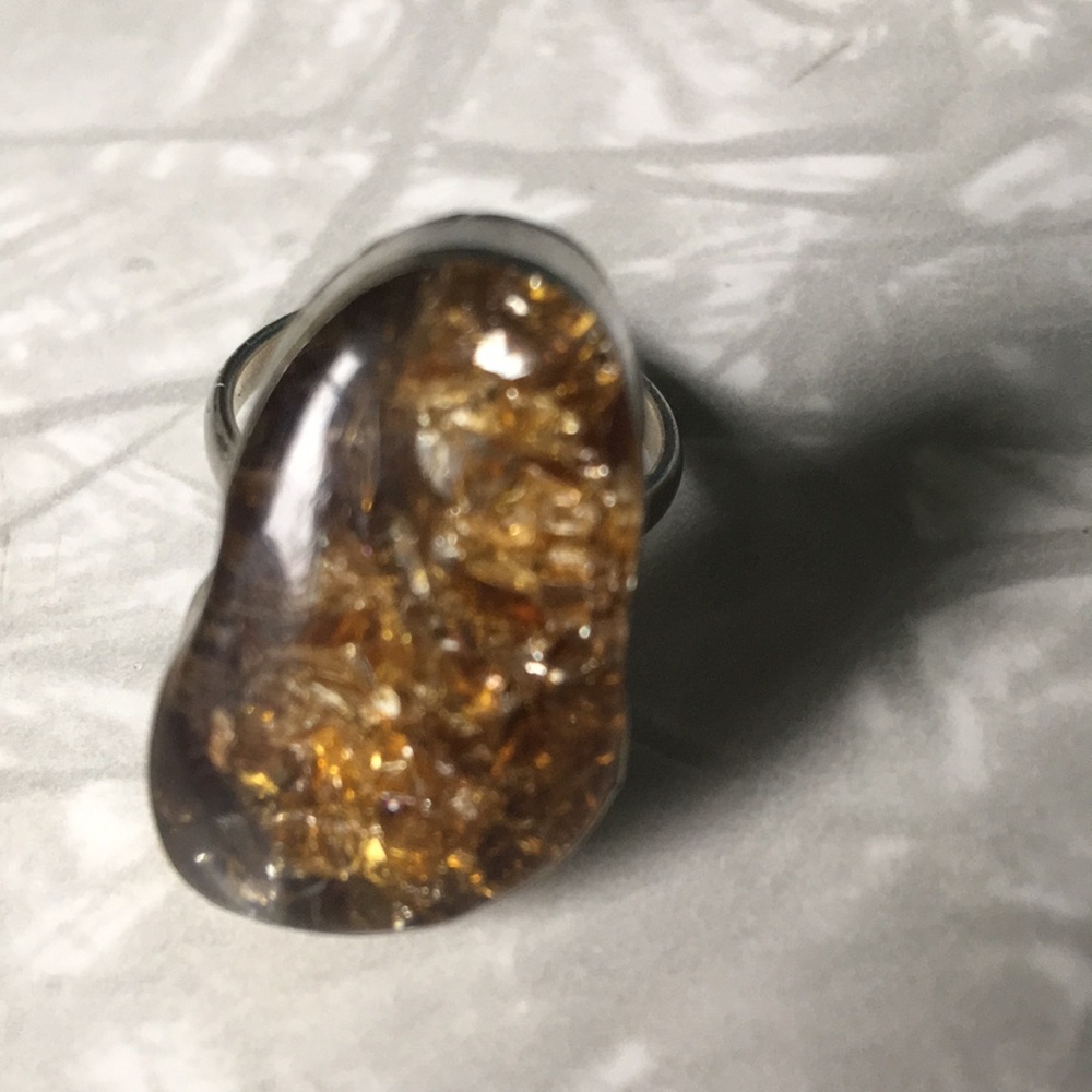 Amber Silver Ring